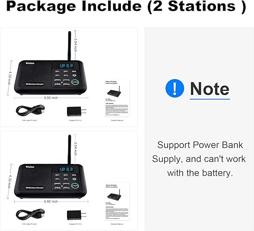 Miniatura 22 de Wuloo Intercomunicadores inalámbricos para el hogar, rango de 1 milla, 22 canales, 100 códigos digitales, sistema de intercomunicación inalámbrico