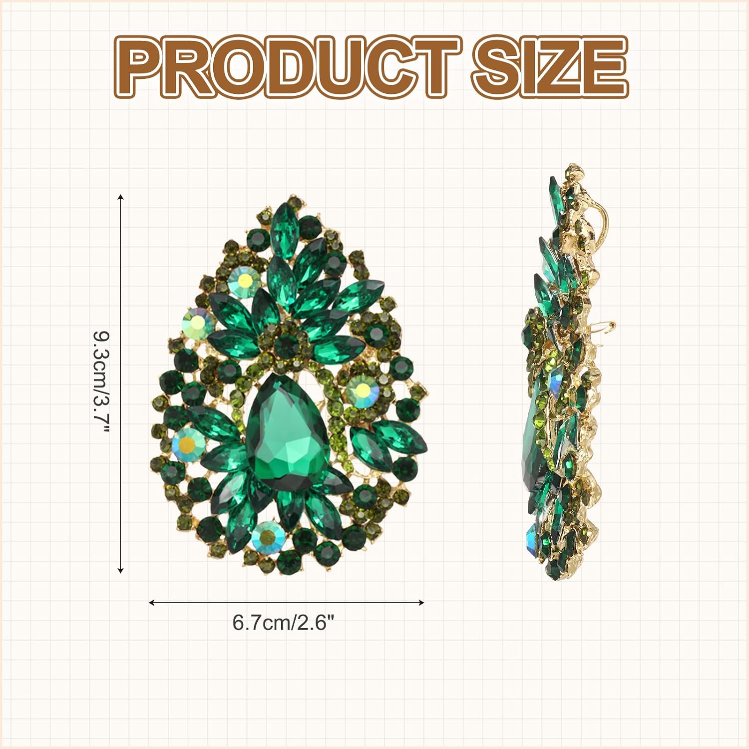 MECCANIXITY Vintage Crystal Rhinestone Brooch for Women, Flower Lapel Pins Alloy Rhinestone Tear Drop Brooch Pin for Scarves Dress Hat