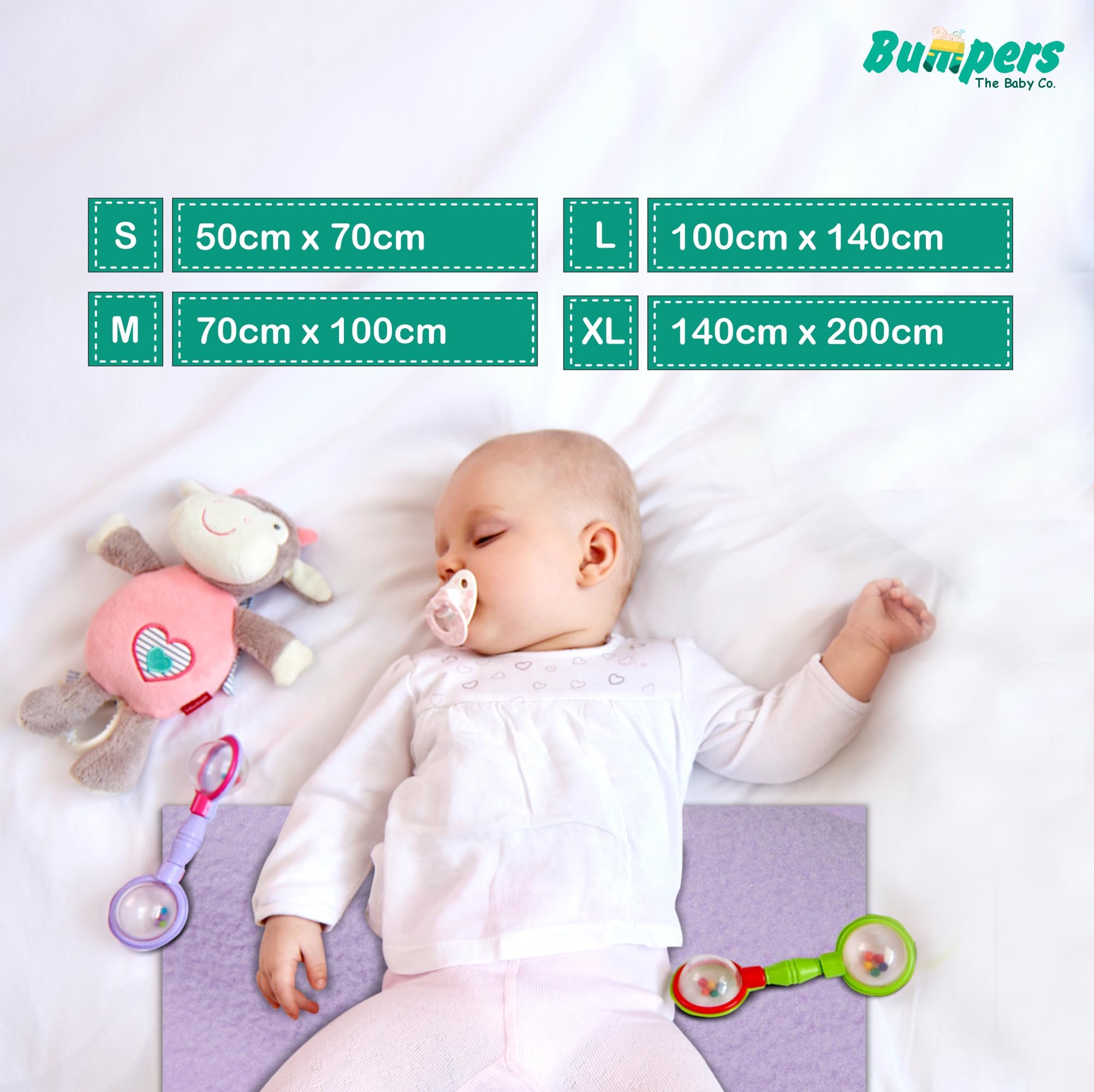 Bumpers Anti-Piling Quick Dry & Absorbent Sheet Polycotton Baby Bed Protecting Waterproof Mat (Violet, Dark Blue, Light Blue, Small (70 x 50cm), Pack of 3) - Image 4 thumbnail