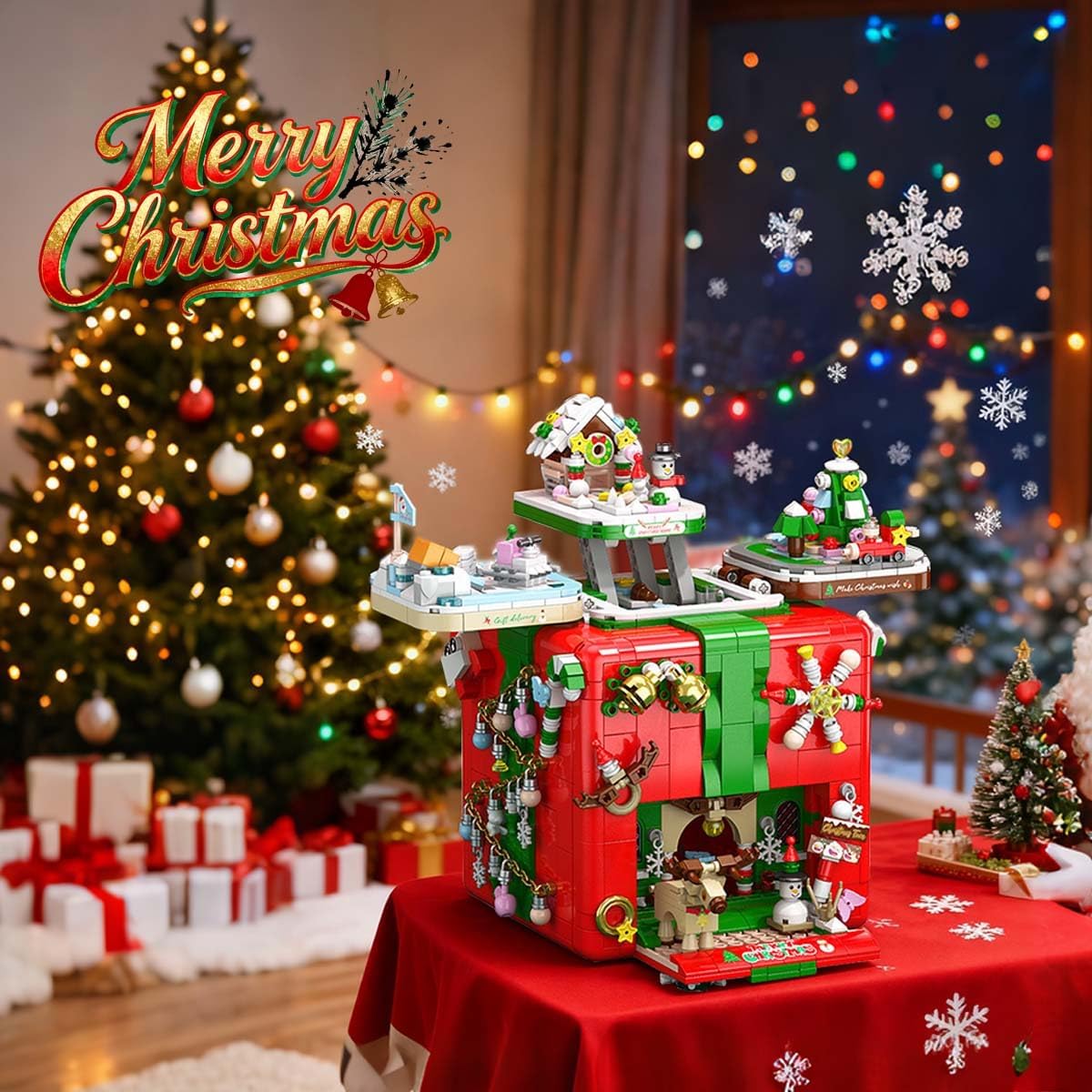 HoverBots Christmas Building Blocks Sets for Adults,1873PCS Christmas Building Toy Set, Christmas Building Bricks with Snowman, Stocking, Snowflake, Xmas Gifts for Kids Adults Teens