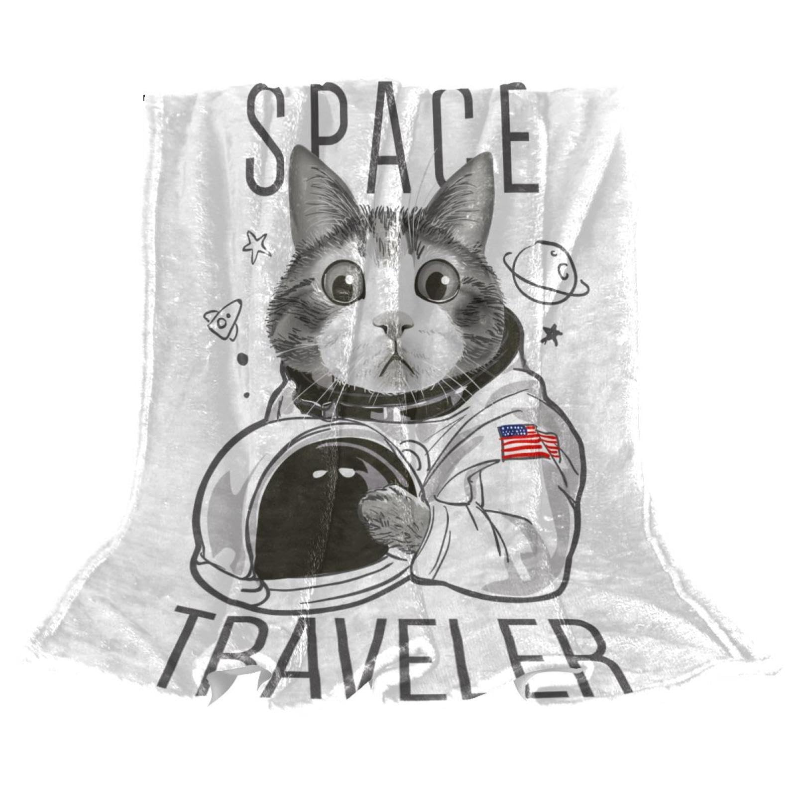 Couverture polaire chat mignon de l'espace contre le froid au canapé et au bureau