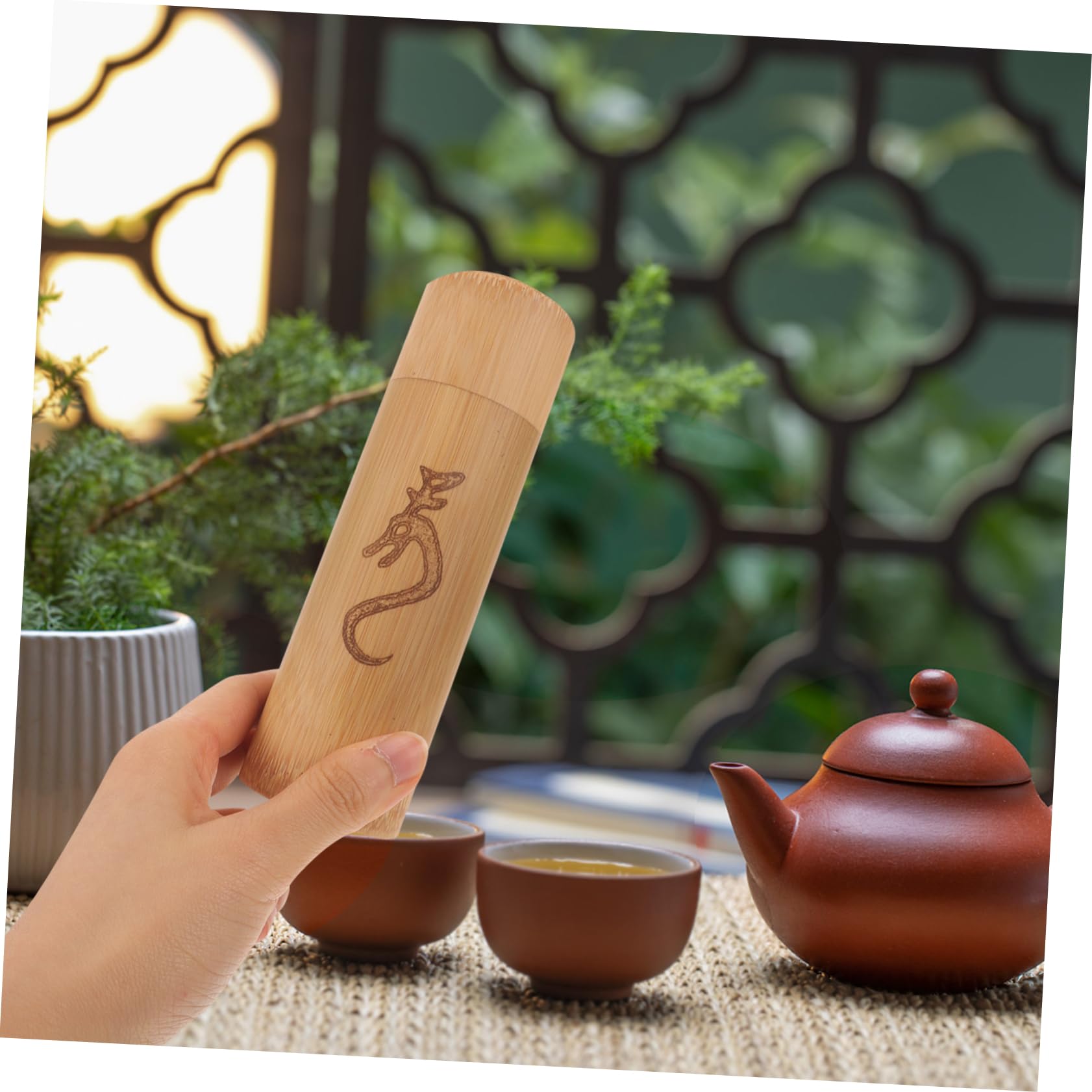 Amazon｜2個 竹製密閉茶缶 竹茶壺 茶バケツ 食品保存瓶 蓋付き竹瓶