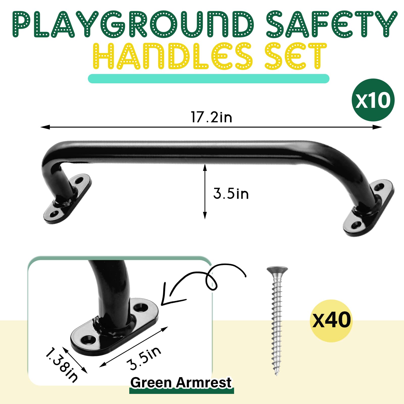 Dunzy 10 Pcs 17.72 Inch Playground Accessories Metal Safety Handles ...