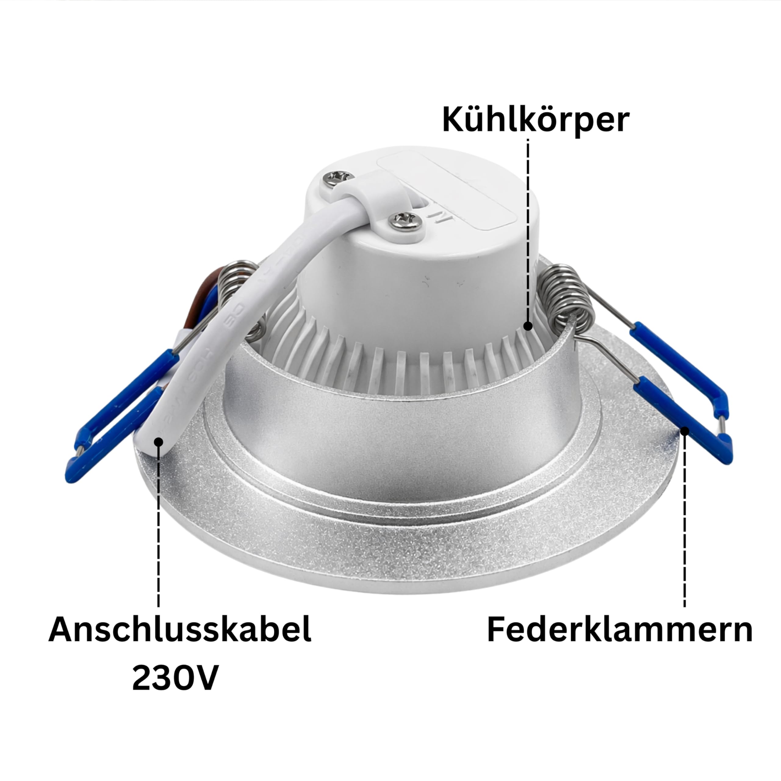 LED Einbaustrahler 230V Flach IP44 Edelstahlgebürstete Einbauspots Badezimmer- Energiesparende warmweiße Einbauleuchten - 5W (4er Set 4000k neutralweiß)