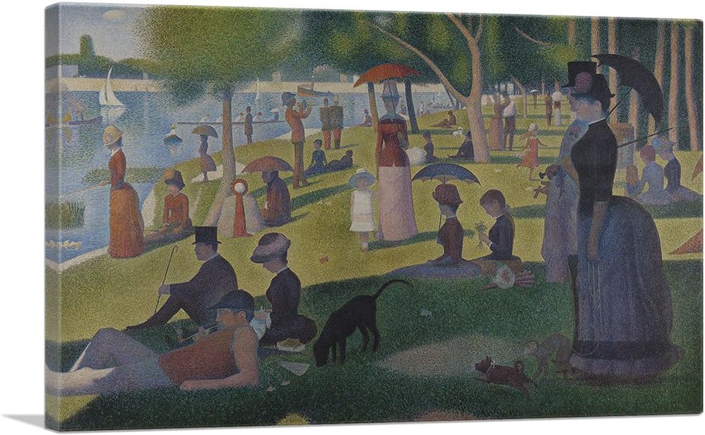 ARTCANVAS A Sunday Afternoon on the Island of La Grande Jatte 1884 Canvas Art Print Stretched Framed Painting Picture Poster Giclee Wall Decor by Georges Seurat - 26" x 18" (1.50" Deep)