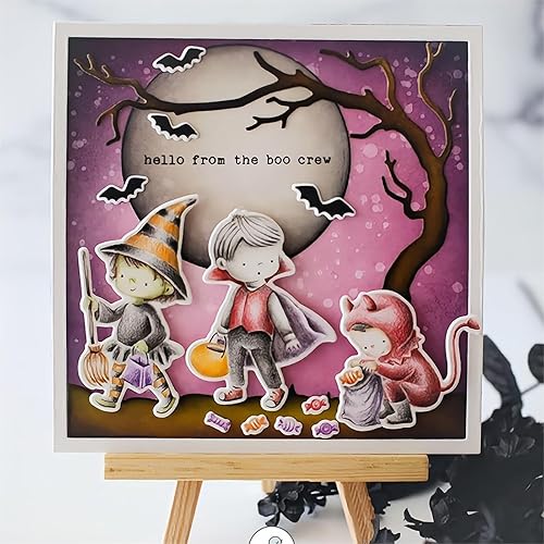 Miniatura 3 de Juego de sellos y troqueles de Halloween Witch Happy Haunting para hacer tarjetas, sellos transparentes y troqueles de corte de metal para álbumes
