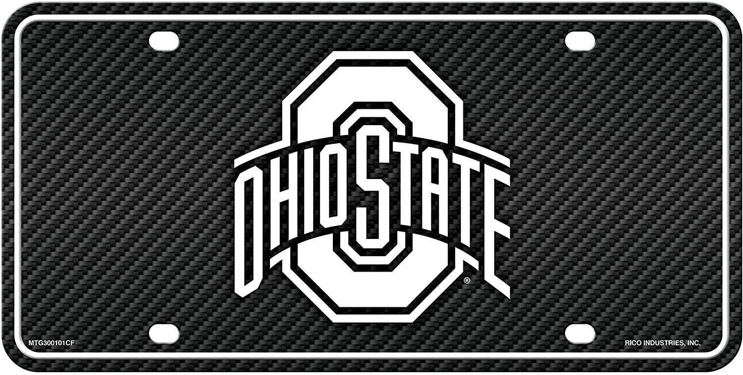 Rico MTG300101CF Ohio State University - Carbon Fiber Design - Metal Auto Tag