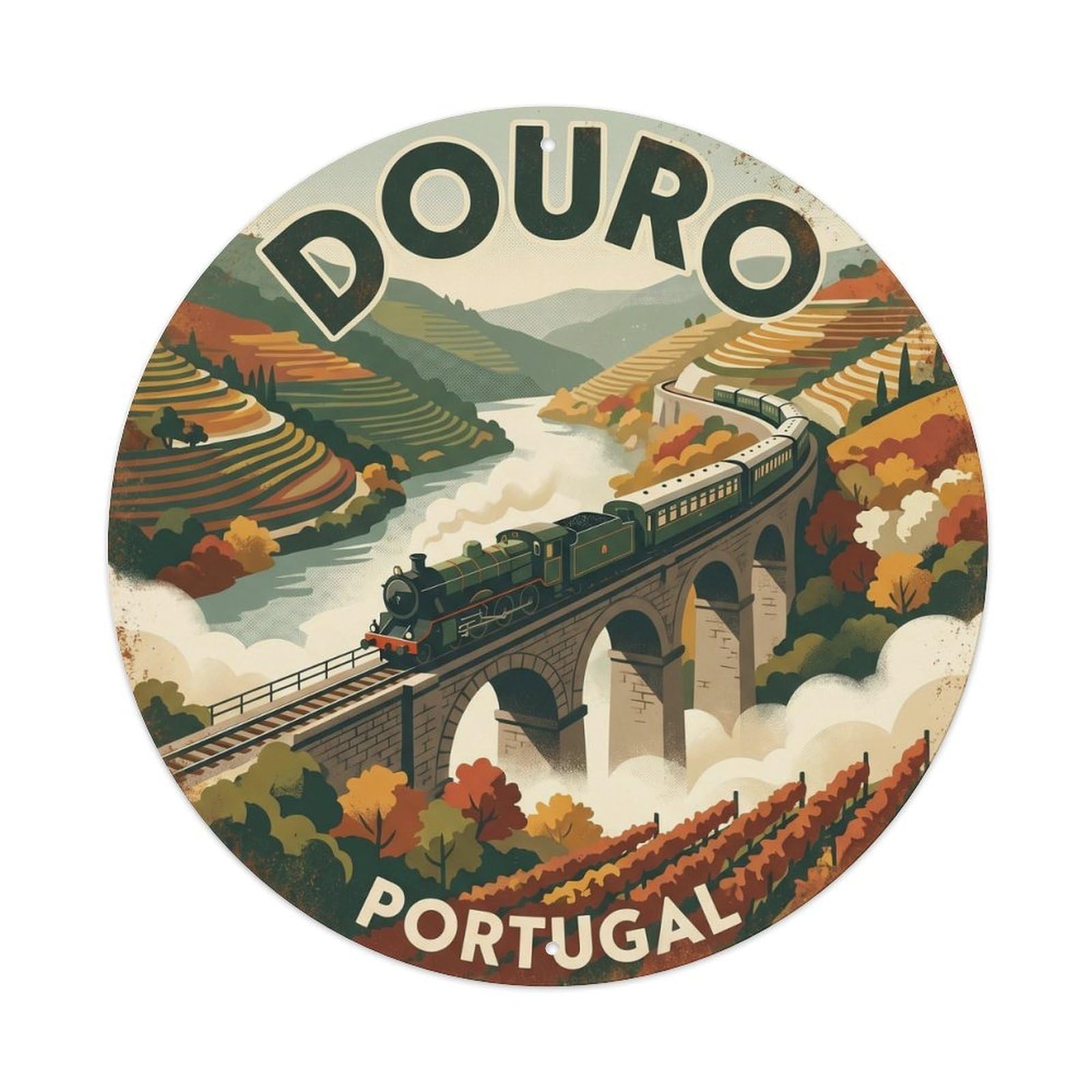 Olhnbad Style Portugal Douro Train Journey Regional Culture Metal Tin Sign
