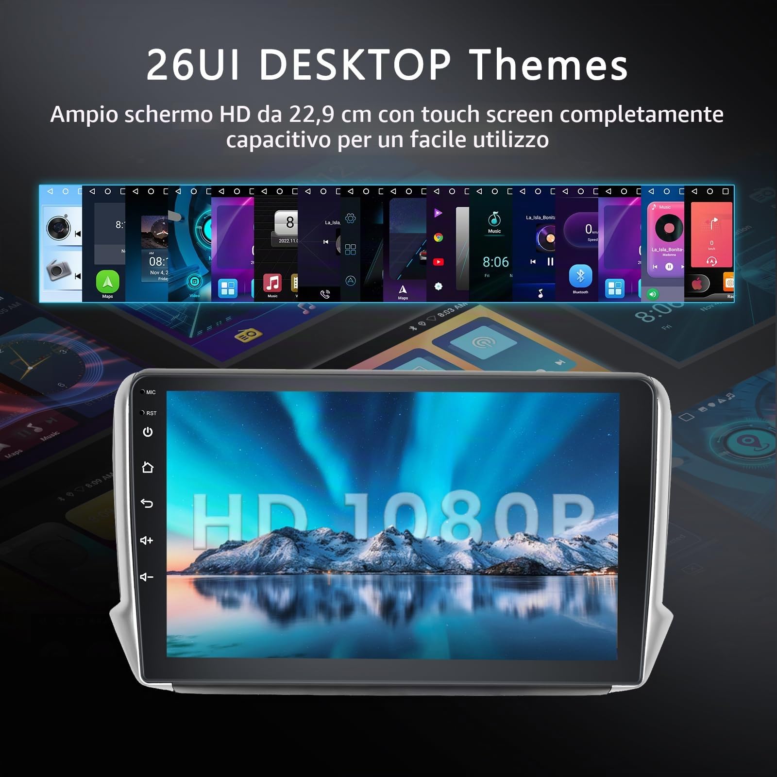 Hodozzy 2G 64GB Android Autoradio per Peugeot 208/2008 2012-2018 Stereo Wireless Carplay Android Auto Mirror Link 10,1 Pollici Touch Screen GPS WiFi, Bluetooth FM/RDS, SWC EQ, 2 Din Radio per Peugeot