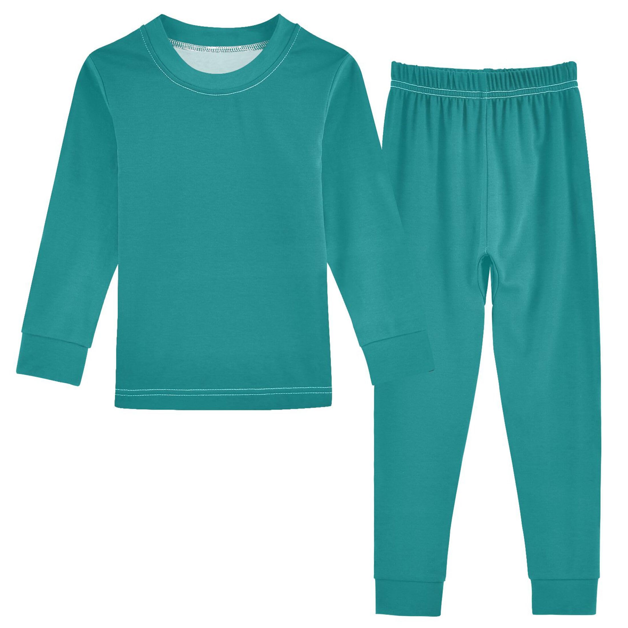 Dark Cyan Long Sleeve Pajamas Set Sleepwear Jammies 2pcs Set Pjs Dark Cyan