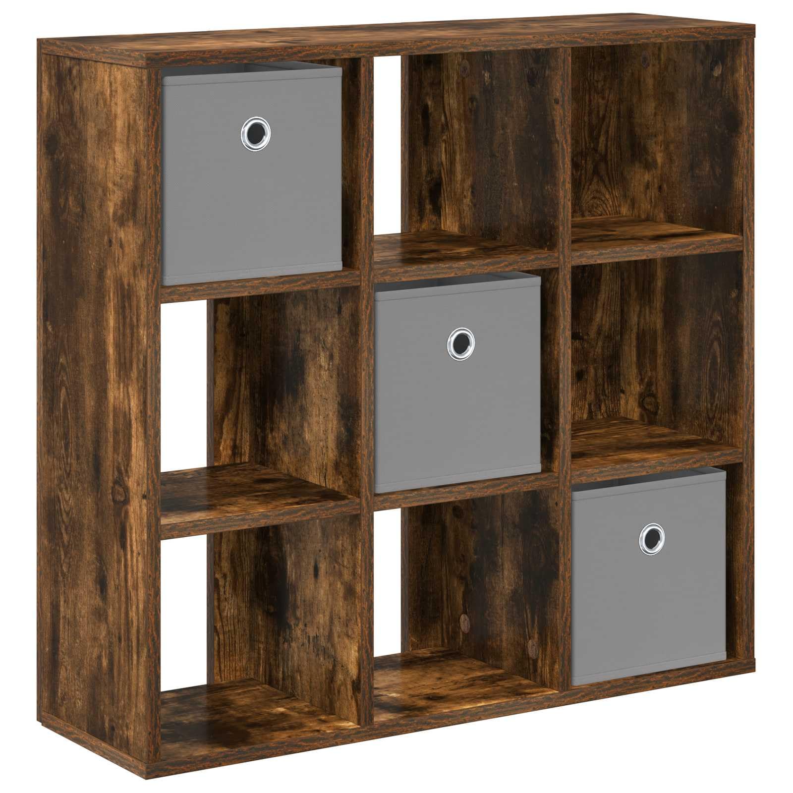 Generico Aparador moderno roble ahumado 73,5 x 24 x 69,5 cm, aparador con 3 cajones de madera de ingeniería, tiradores empotrados y estantes equipados para salón, mueble buffet con amplio