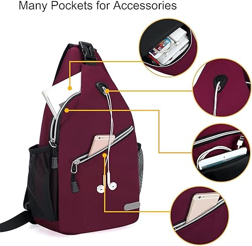 Miniatura 2 de MOSISO Mochila de cuerda (hasta 13 pulgadas), mochila cruzada multiusos en el pecho, un hombro, para viajes al aire libre, senderismo, mochila