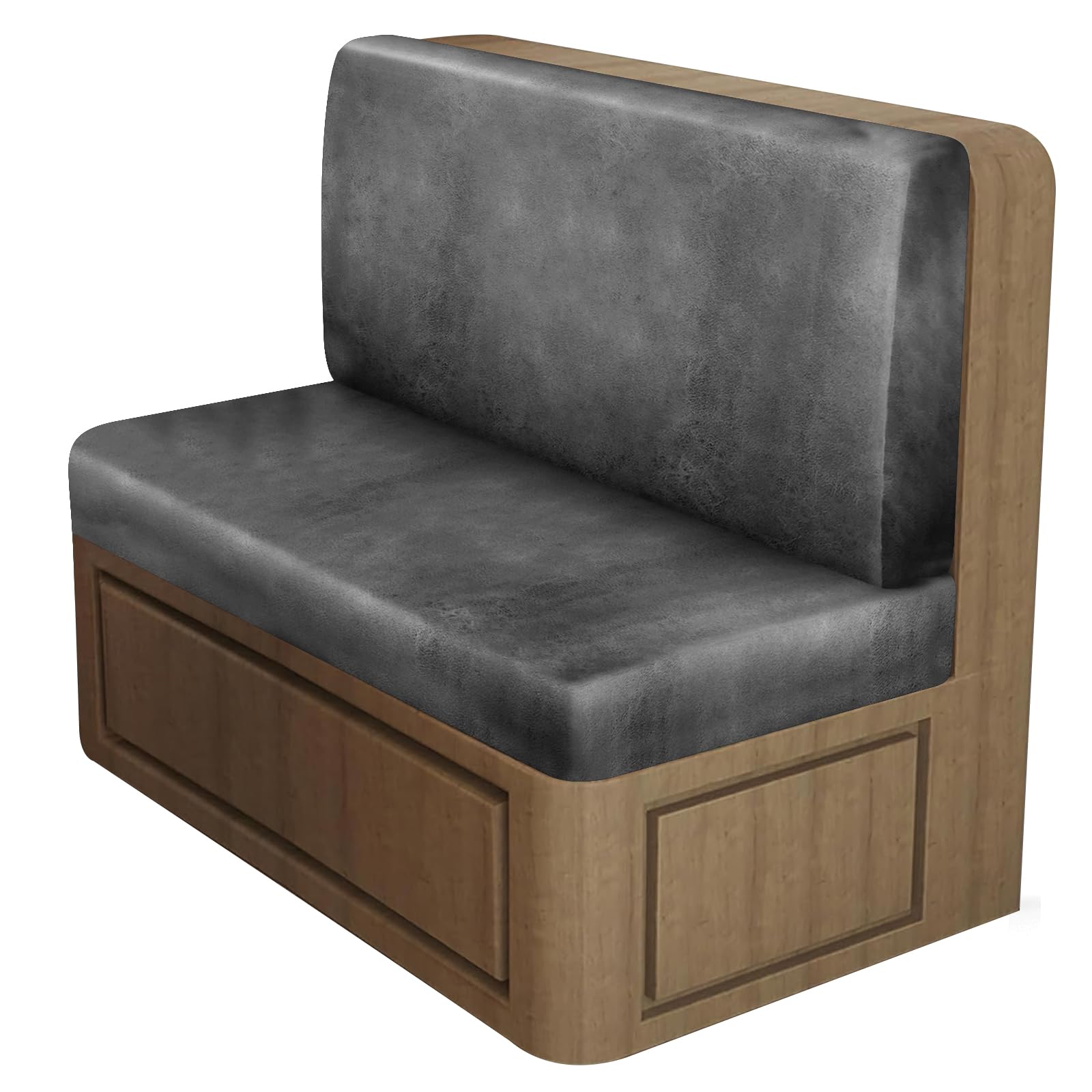 Leather Look RV Dinette Cushion Covers, Stretch Camper Cushion Slipcovers for Travel Trailer Couch RV Booth Seat, Replacement Camper Sofa Chair Protector (1 Backrest Cover & 1 Bench Cover,Light Grey) — image 1