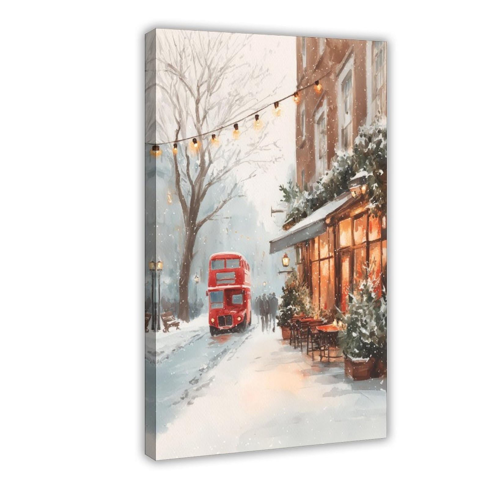 MRYCQ Snowy London Christmas Poster Canvas Poster for Bedroom Decor Gift