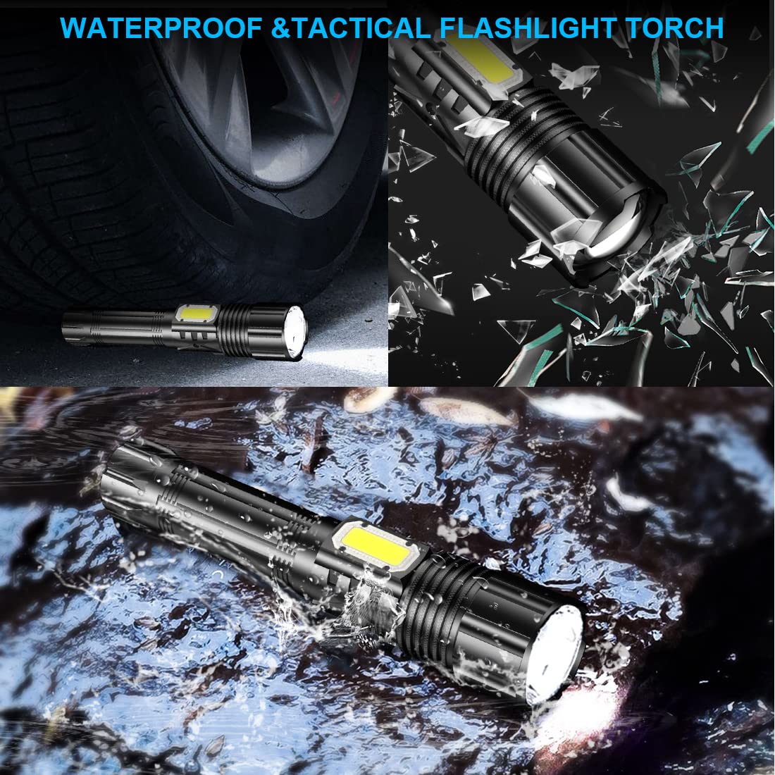 Utilify LED-Taschenlampe 8000 Lumen – USB-C, Powerbank, Magnetfuß & Wasserdicht IP55