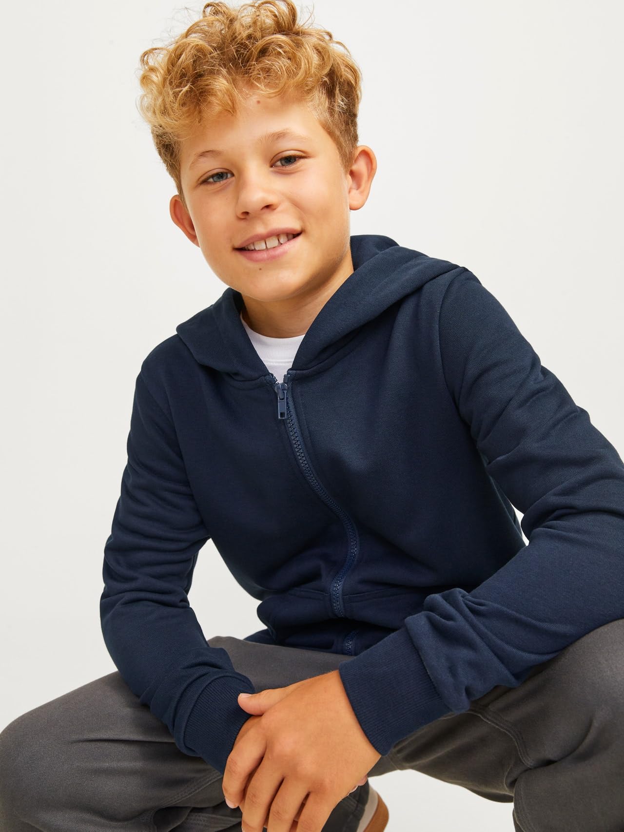 JACK & JONES Jcocaleb - Felpa con Cappuccio E Cerniera Maglione Lavorato a Maglia Uomo