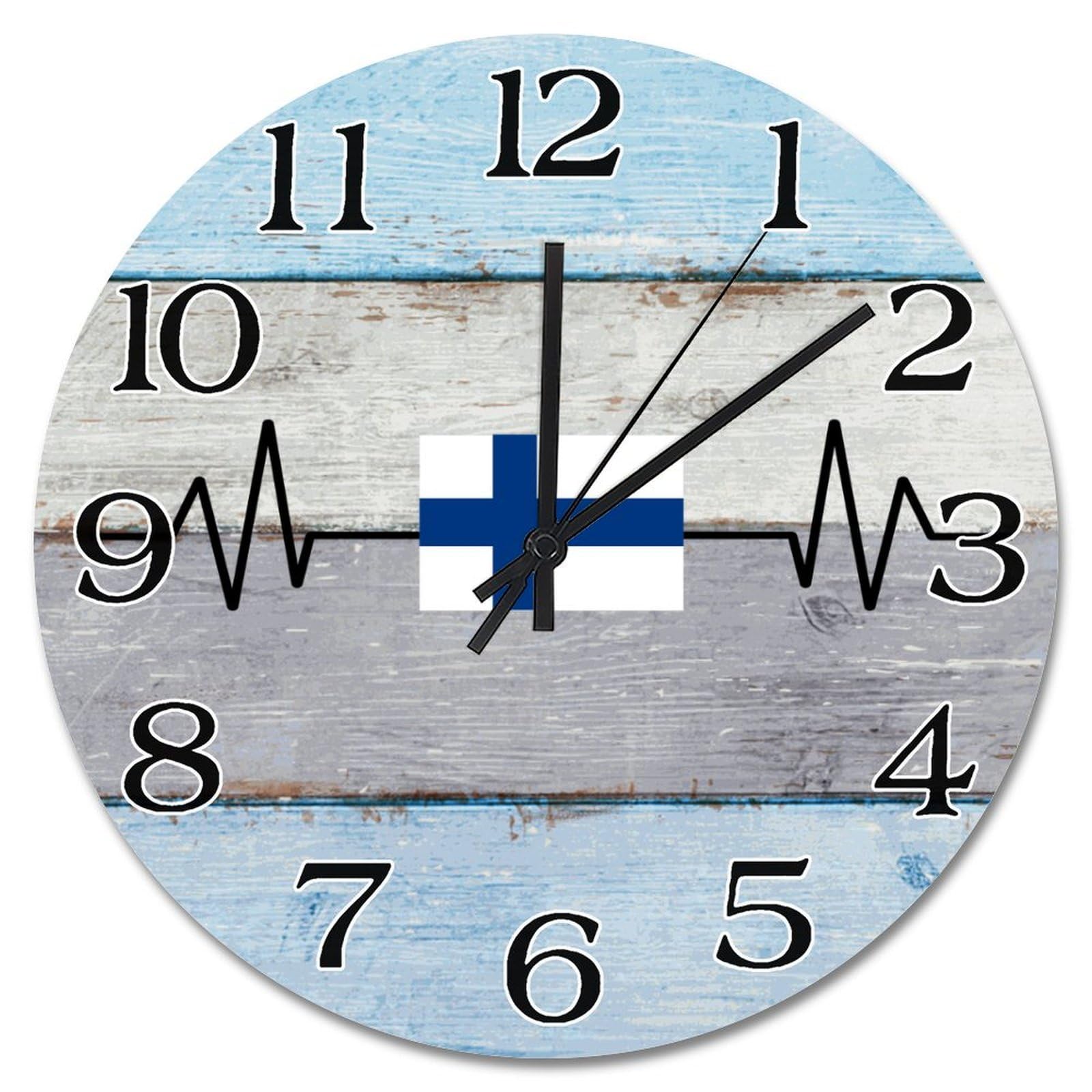 Horloge murale en bois Finlande 38cm pour cuisine et bureau