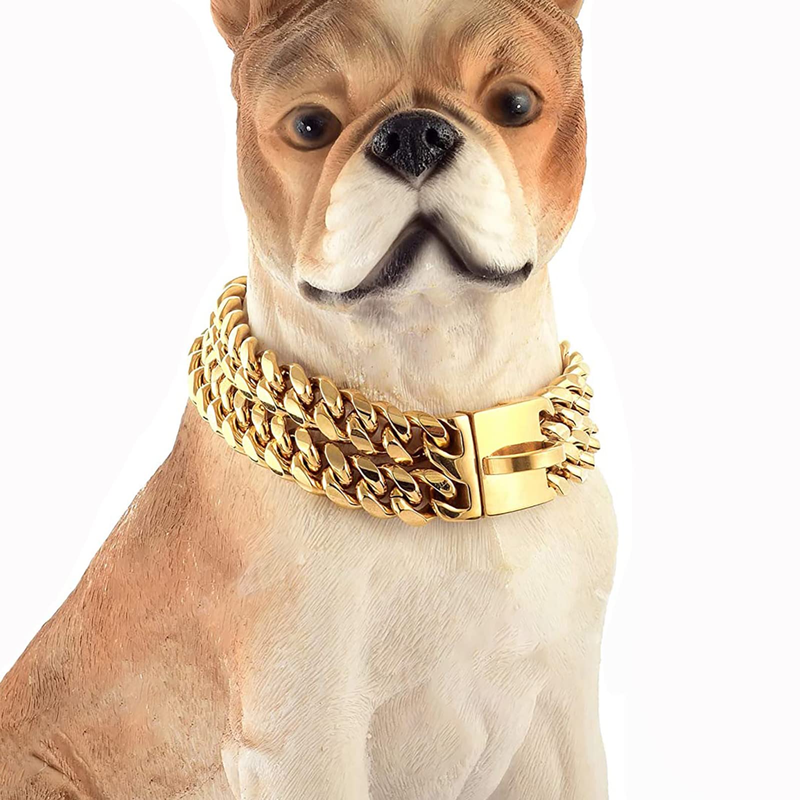 Amazon.co.jp: 犬 首輪 ゴールド ドッグ チェーン首輪 ウォーキング