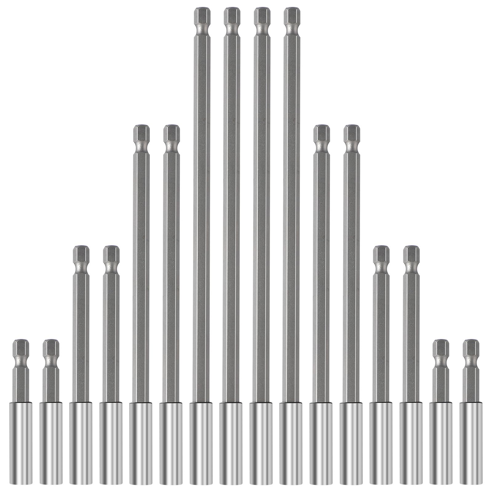 Yaocom 16 Pcs Drill Bit Extension Holder 1/4" Hex Shank, 2" 4" 6" 8" Magnetic Screwdriver Extension Drill Bit Extenders Screwdriver Holders for