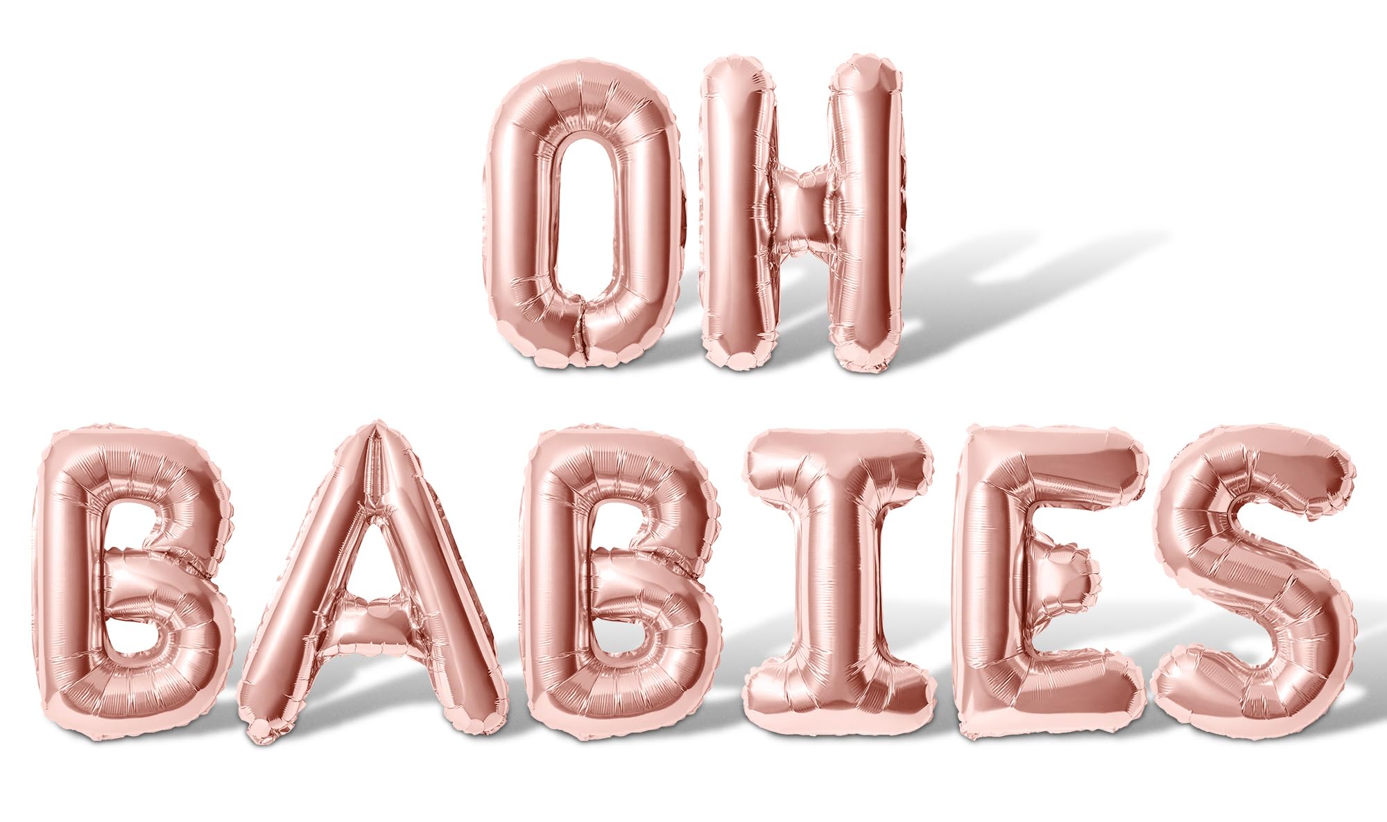 Letter Balloons - OH BABIES 16" Inch Alphabet Letters Foil Mylar Balloon Twins Baby Shower or Birth Announcement Balloon Banner (Rose Gold)
