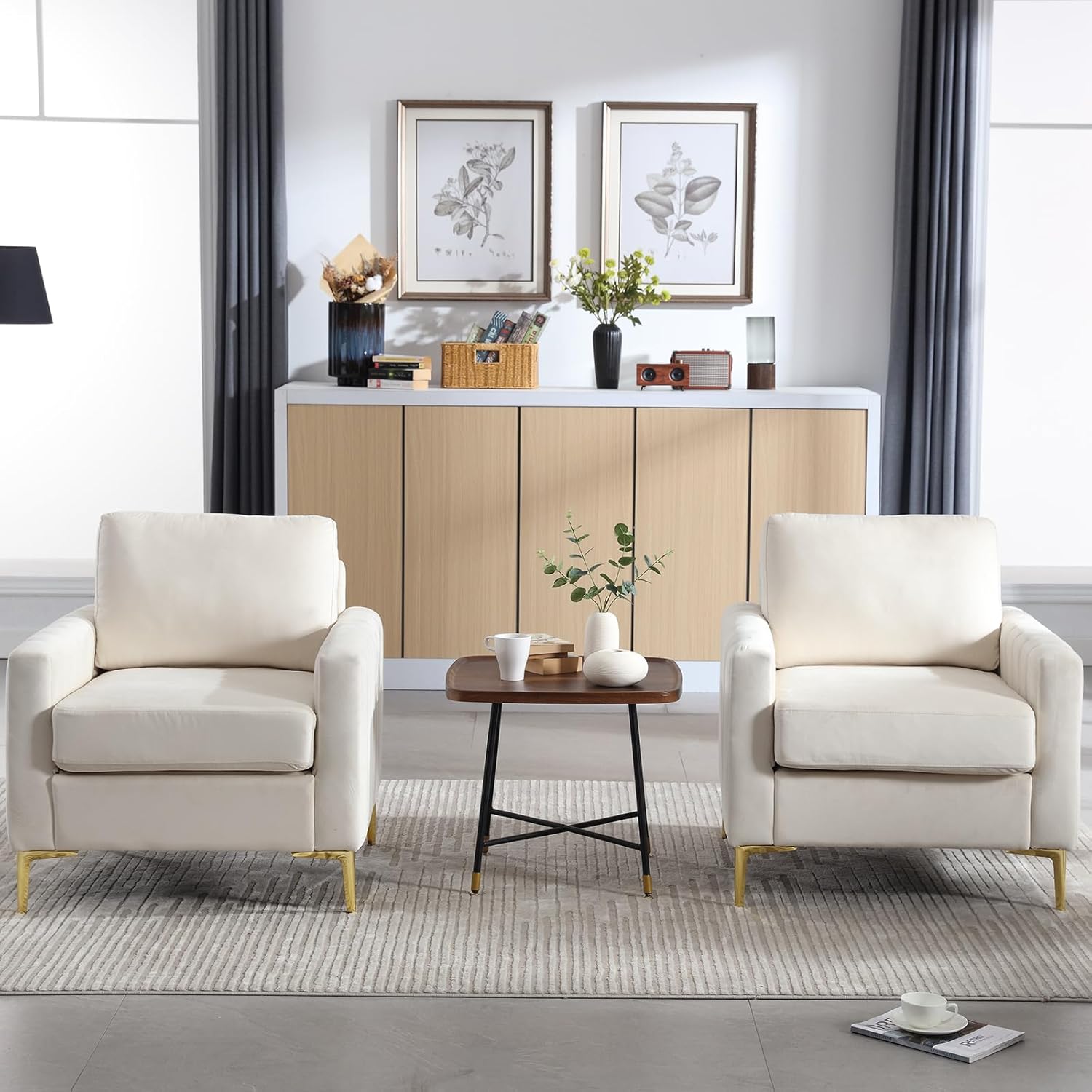 Velvet Accent Chairs Set of 2, Mid Century Modern Liberia Ubuy