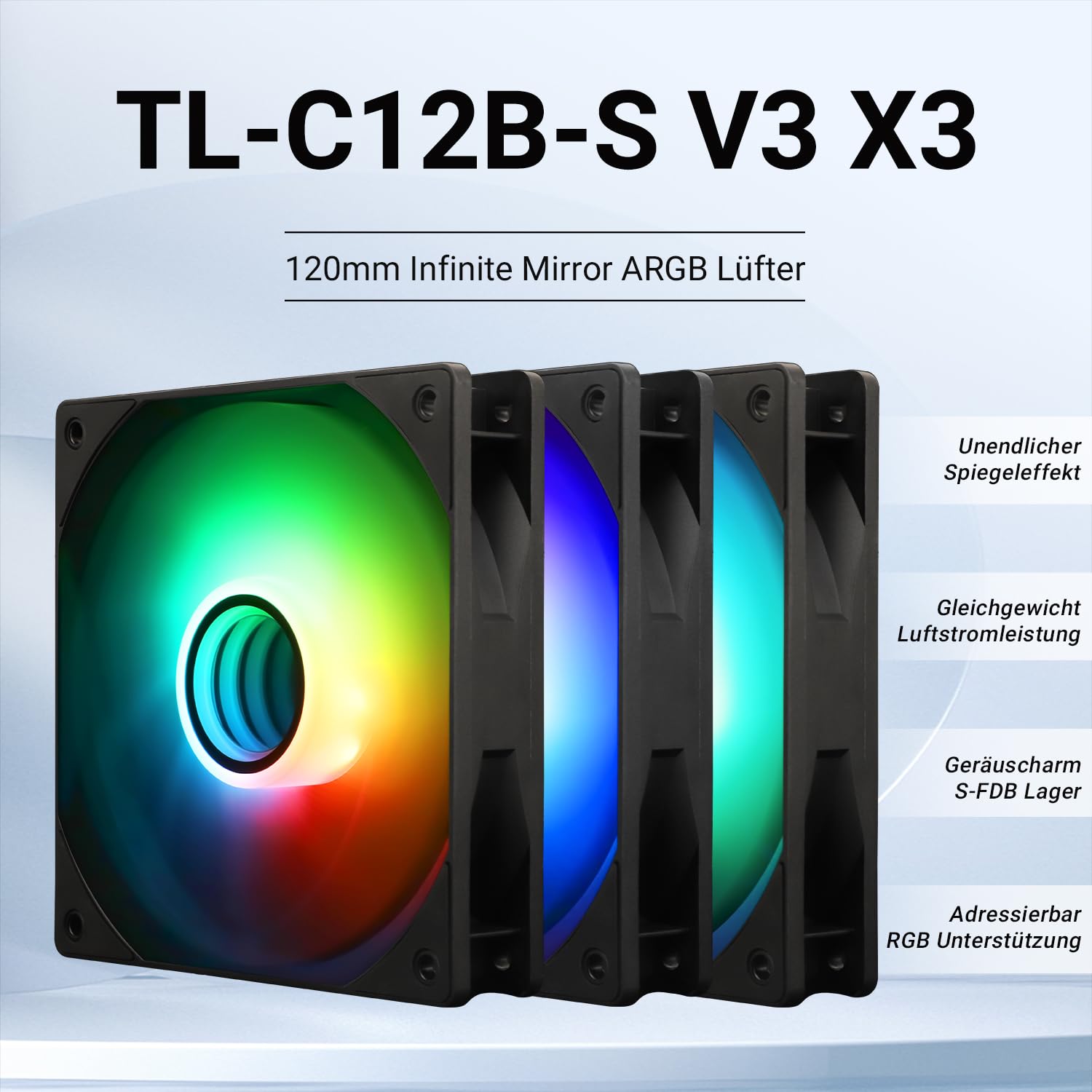 Ventilateur PC Thermalright TL-C12B-S V3 ARGB 120mm - PWM Silencieux 1500 Tr/min - Effet Miroir