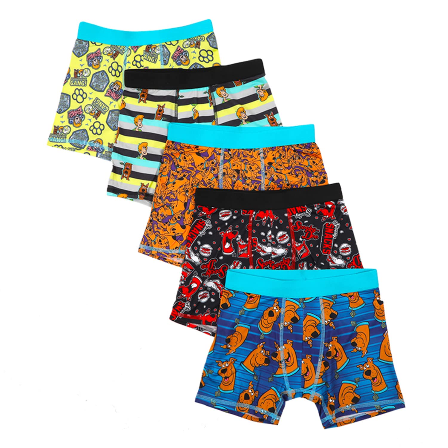 Bioworld Scooby Doo Classic Cartoon Characters Boys Underwear 5pk Boxer Briefs Set