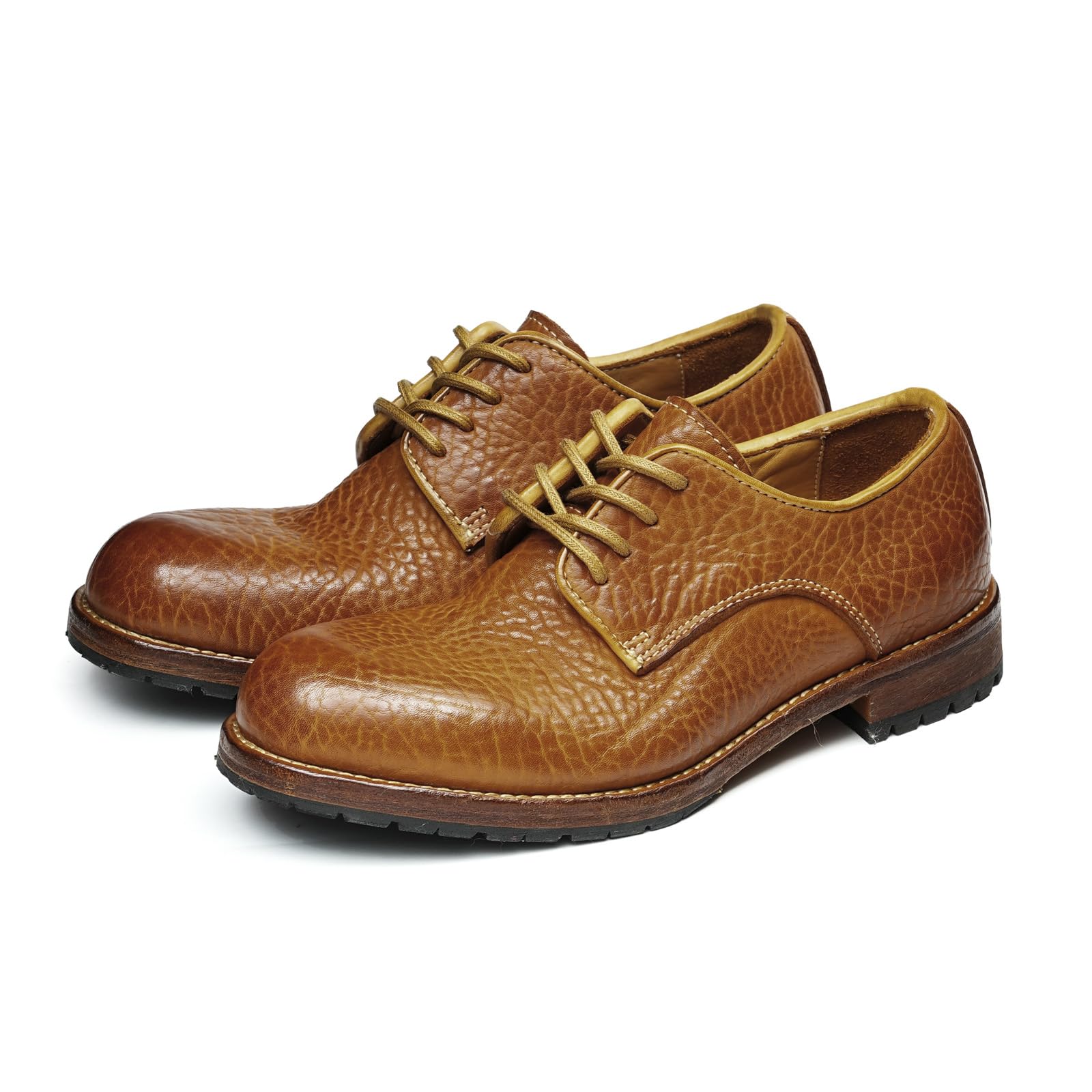 Derbys Vintage in Pelle Bovina da Uomo Scarpe Stringate da Abito Formale in Rilievo