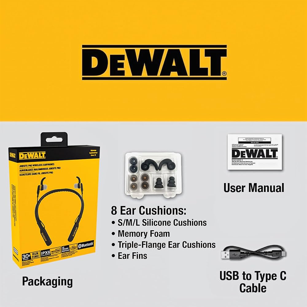 DEWALT イヤーマフ 防音 Bluetooth 付き DEWALT Jobsite Wireless Earphones 190 9935 DW2 - The Home Depot