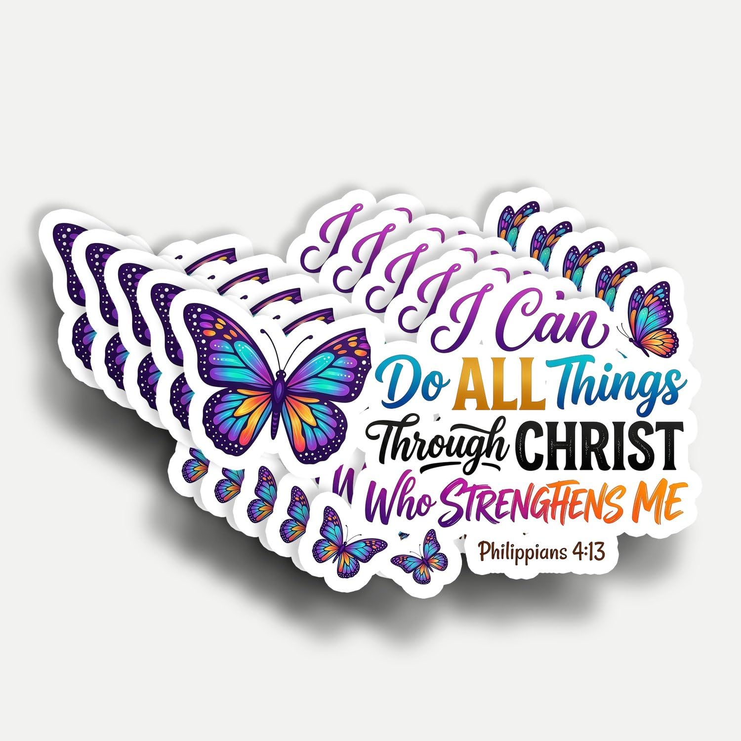 Photo 1 of (5pcs) I Can Do All Things Through Christ Who Strengthens Me Sticker 3 Inch, Christian Jesus Inspirational Bible Verse Quotes Waterproof Vinyl Decal for Laptop, Water Bottles, Car, Phone, Book