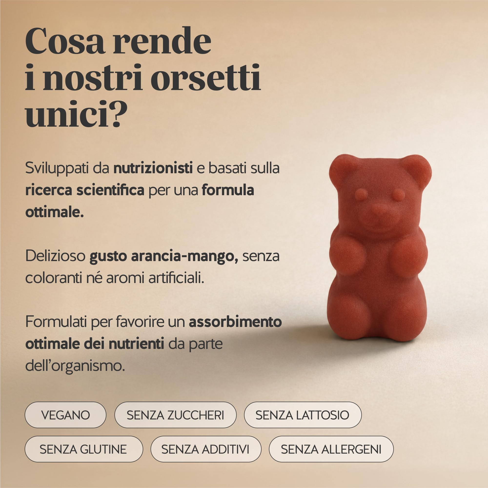 Golden Goddess Tan Vitamin Caramelle Gommose - Complesso Abbronzante - Vitamina C, E, D, Betacarotene e Rame - 30 pezzi (1 mese) - Senza Zucchero, Vegano - Bears with Benefits