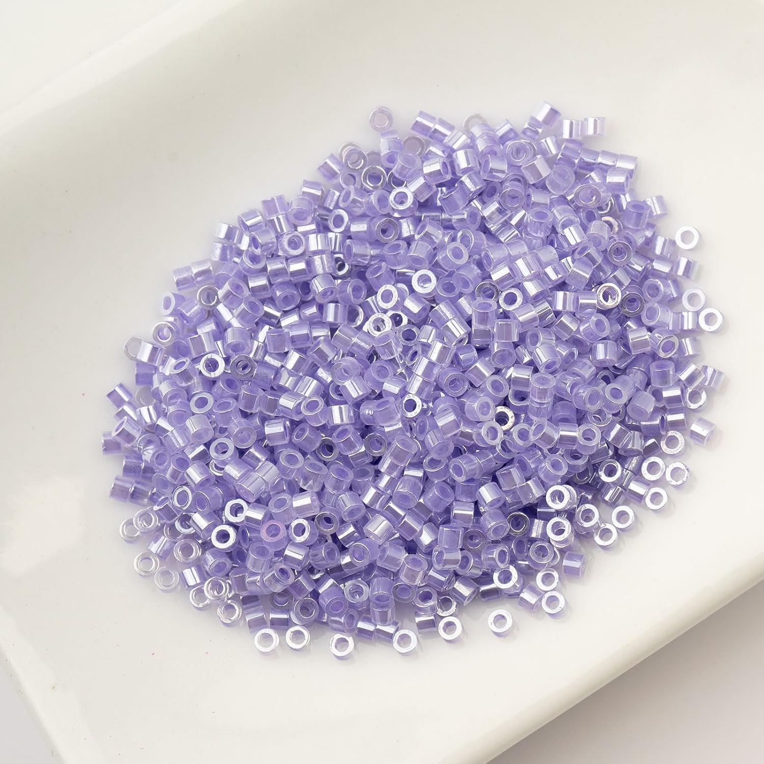 John Bead 25g Cylin Beads Crystal Purple Lined Ceylon 11/0 Glass Cylindrical Seed Beads for Jewelry Bracelets Necklaces Earrings Making Embroidery