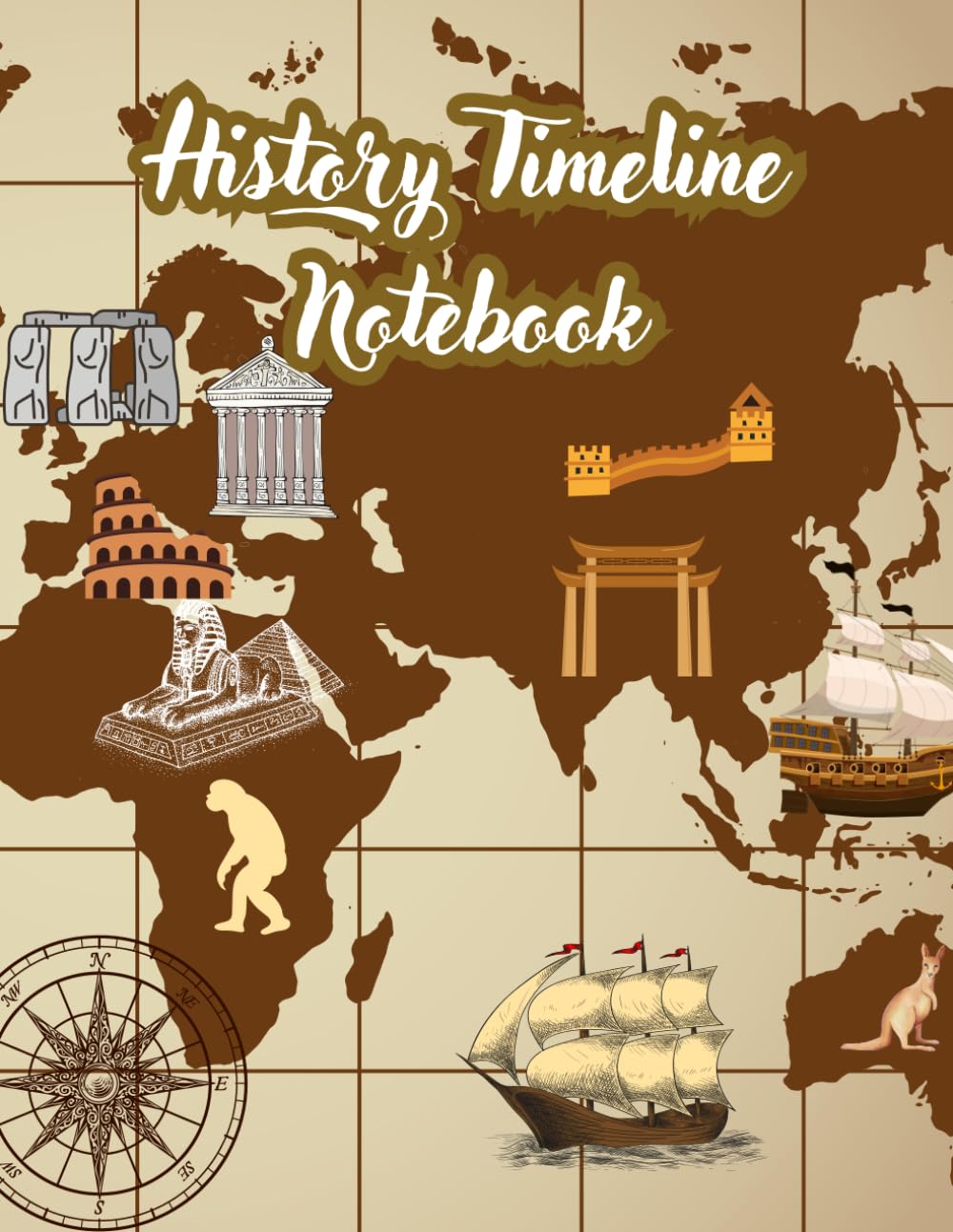 History Timeline Notebook: A Book of Centuries from 5000 BCE/BC to 2050 CE/AD (8,5x11) Inch