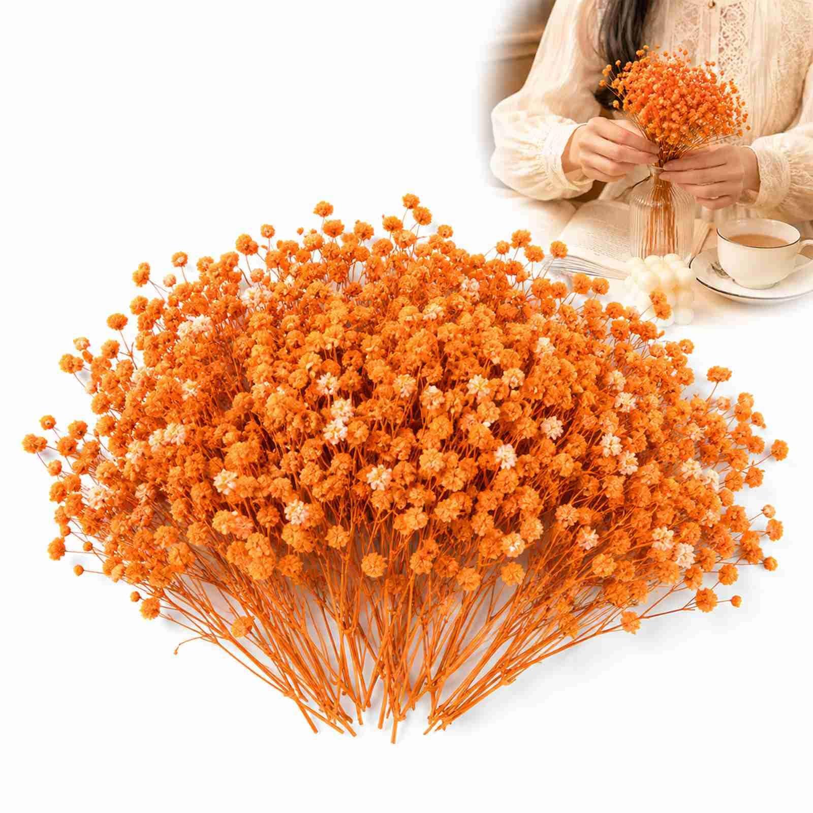 Gypsophila-Style Mini Flower Stems, Orange, 100-Piece Arrangement Set