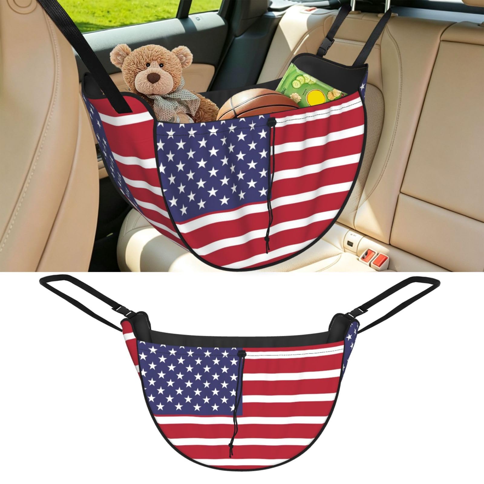 Cntdbu Black Flag Of The United States Car Seat Organizer-Backseat Storage Bag For Travel