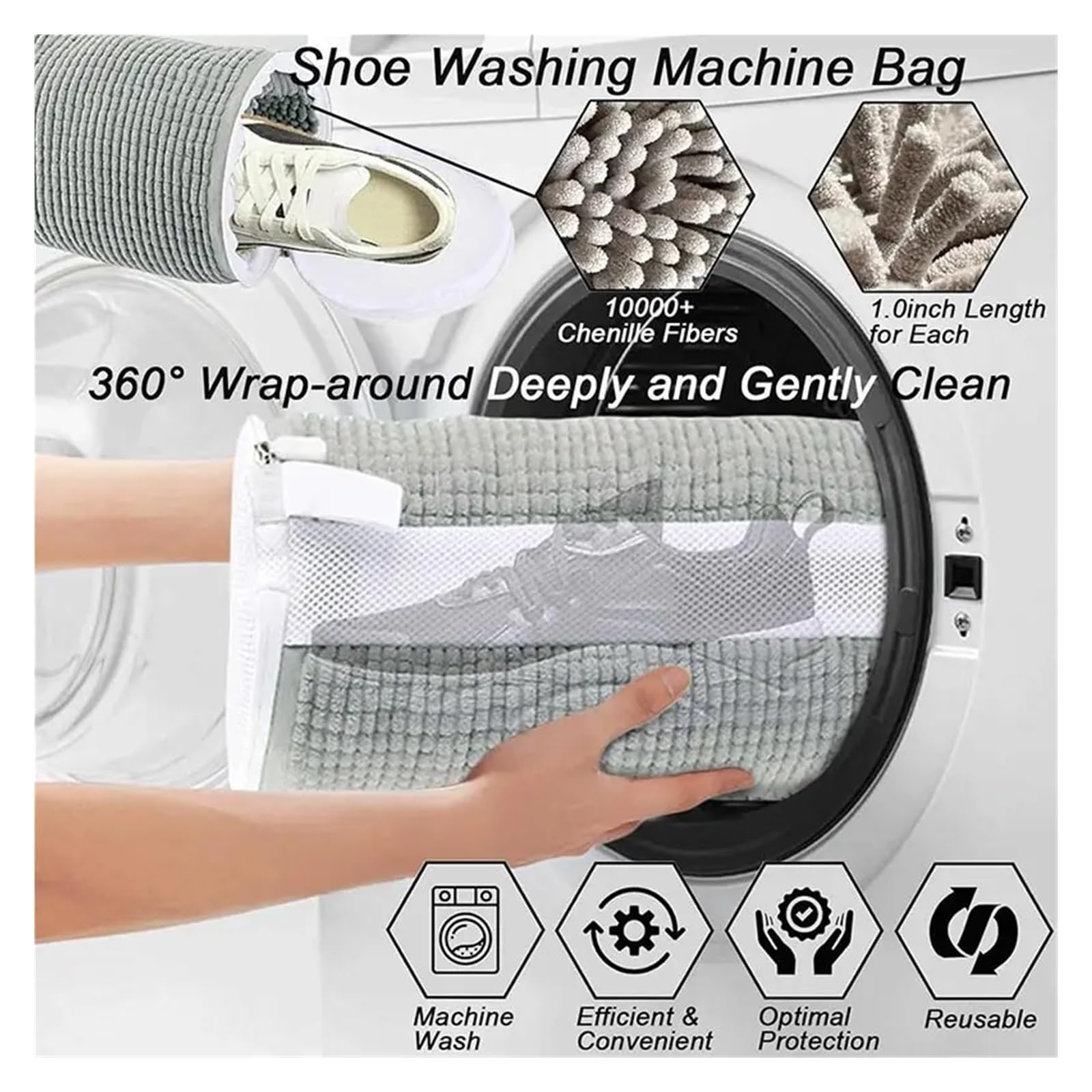 Schuhwaschbeutel Waschmaschine Robuster Schuhwaschbeutel, praktischer for unterwegs, mit starken Reißverschlüssen, verformungsfreier Schuhwäschebeutel for den Heimgebrauch(1Piece)