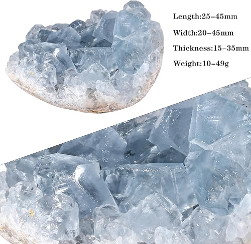 Miniatura 7 de Rockcloud Cristal curativo mineral celestita azul natural crudo geoda irregular decoración del hogar, espécimen de 0.48 a 0.66 libras, piedra en