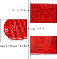 Vista 6 de Reflector ovalado rojo de 10 piezas con orificio de montaje utilizado para carreteras, reflector frontal ovalado para valla de entrada, postes