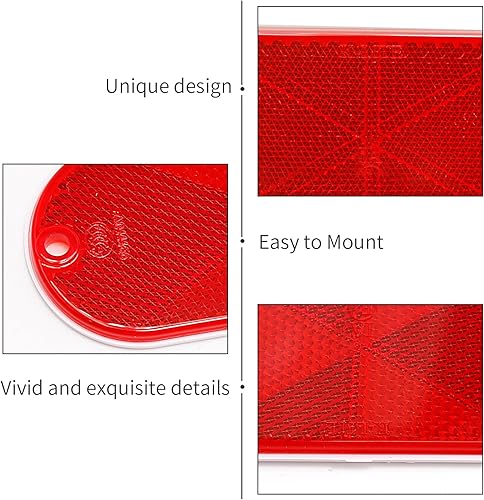 Miniatura 6 de Reflector ovalado rojo de 10 piezas con orificio de montaje utilizado para carreteras, reflector frontal ovalado para valla de entrada, postes de