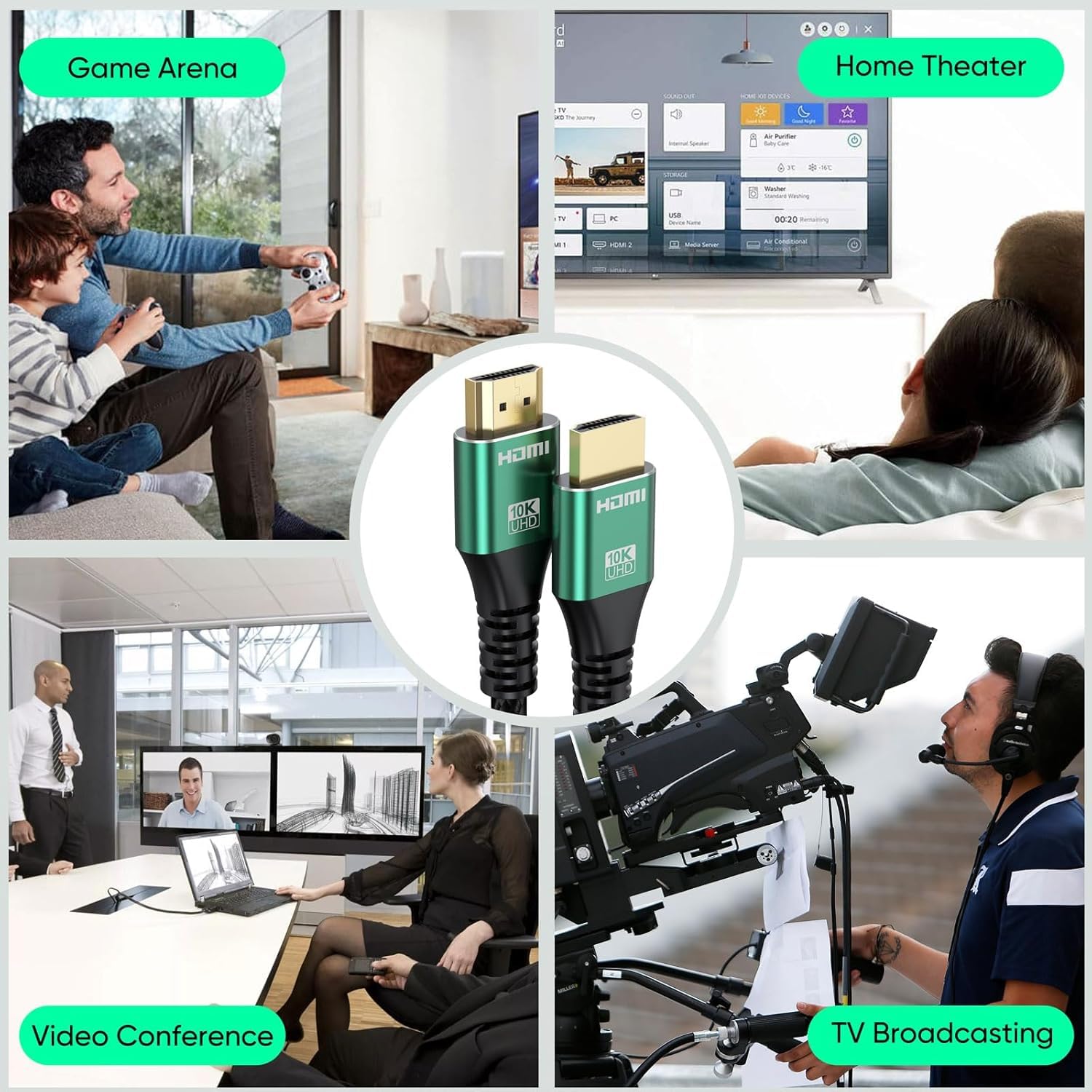 Paquete de 20 cables HDMI de 6.6 pies, cable HDMI 2.1 8K a granel ultra alta velocidad 48Gbps 8K @60Hz, 4K @120Hz cable HDMI trenzado eARC, HDR10, HDCP2.2 y 2.3 para PS5/PS4, Roku TV, monitor, HDTV