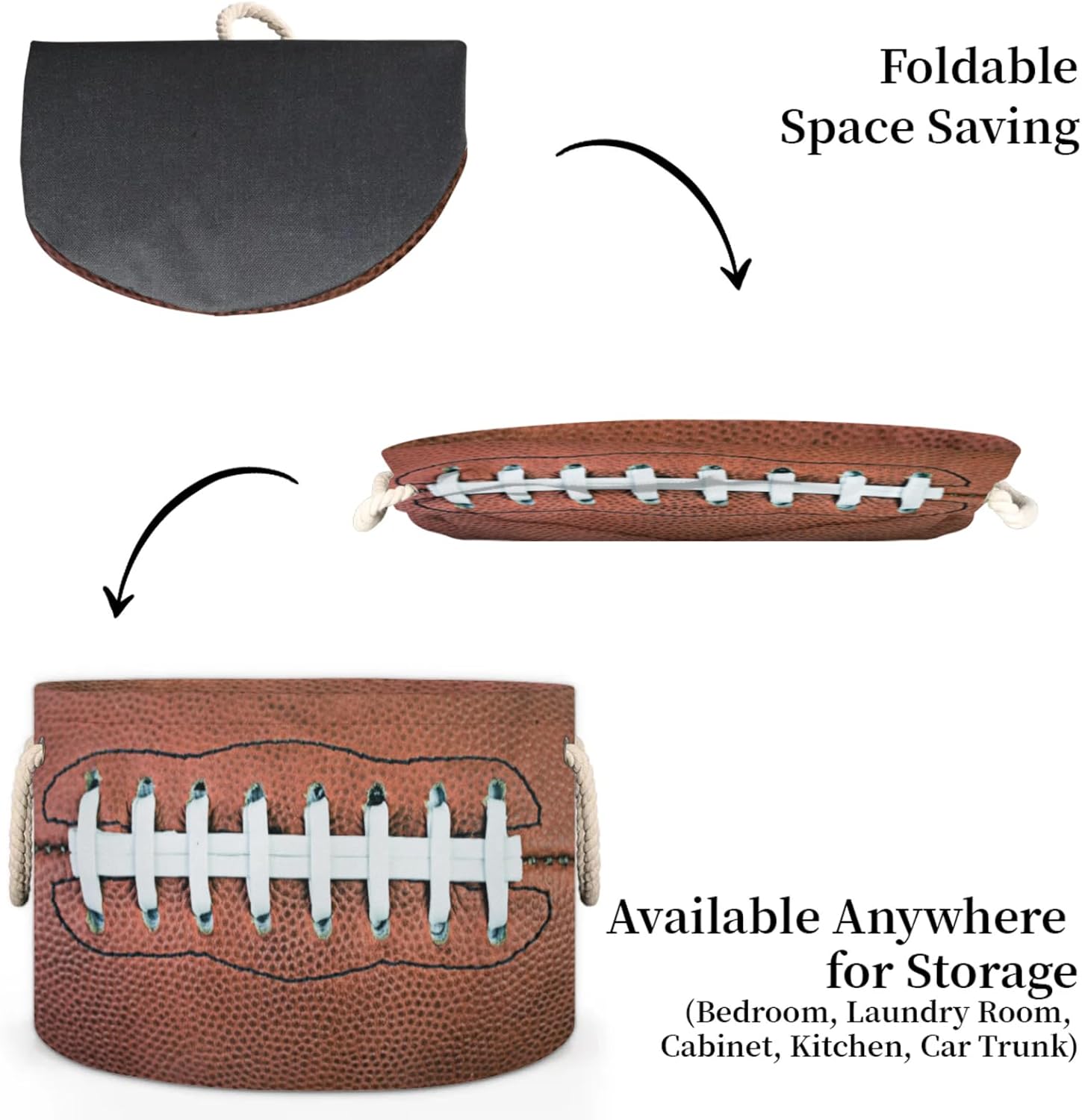 Rugby Laundry Basket - 19.4"x 19.4"x 13.3", Baby Toy Storage Basket, Large Round Laundry Basket, Blanket Basket for Living Room