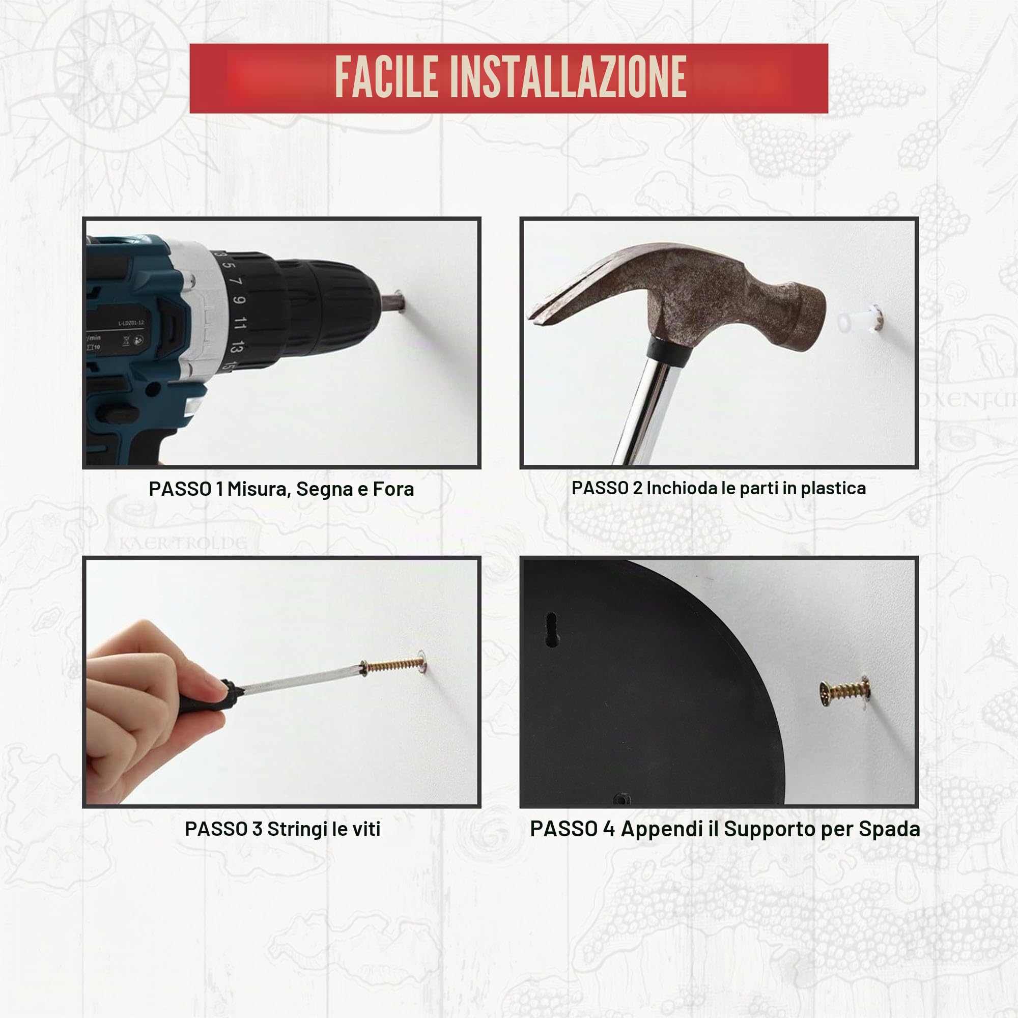 Witcher - Espositore da parete rotondo in legno per spada d'argento & spada d'acciaio di Geralt von Riva, supporto da parete decorativo per collezionisti, cosplay e appassionati di giochi e serie
