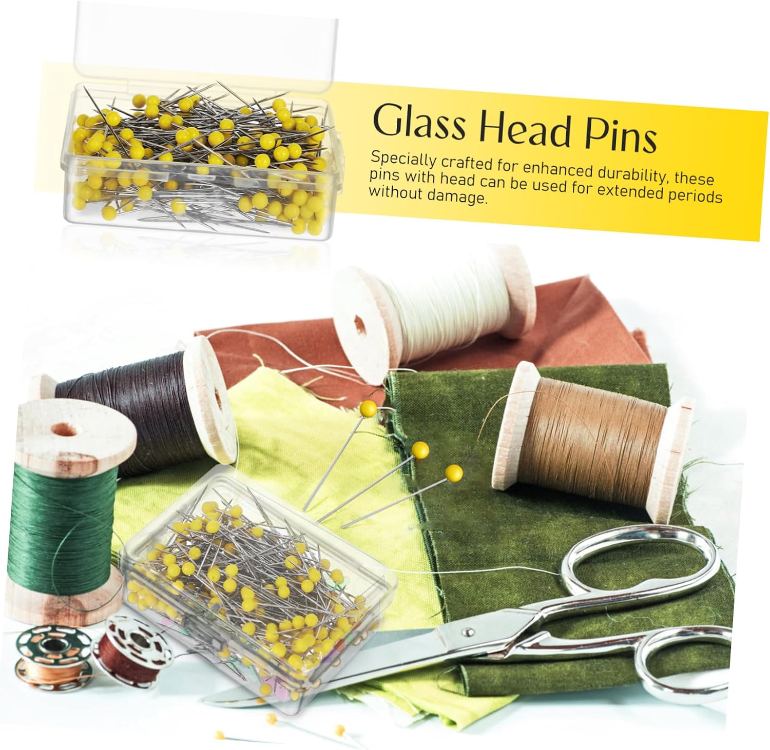 TEHAUX 500pcs Glass Head Pins for Jewelry Making Sewing and Quilting Straight Pins Nickel-Plated Steel Wire for Crafts and
