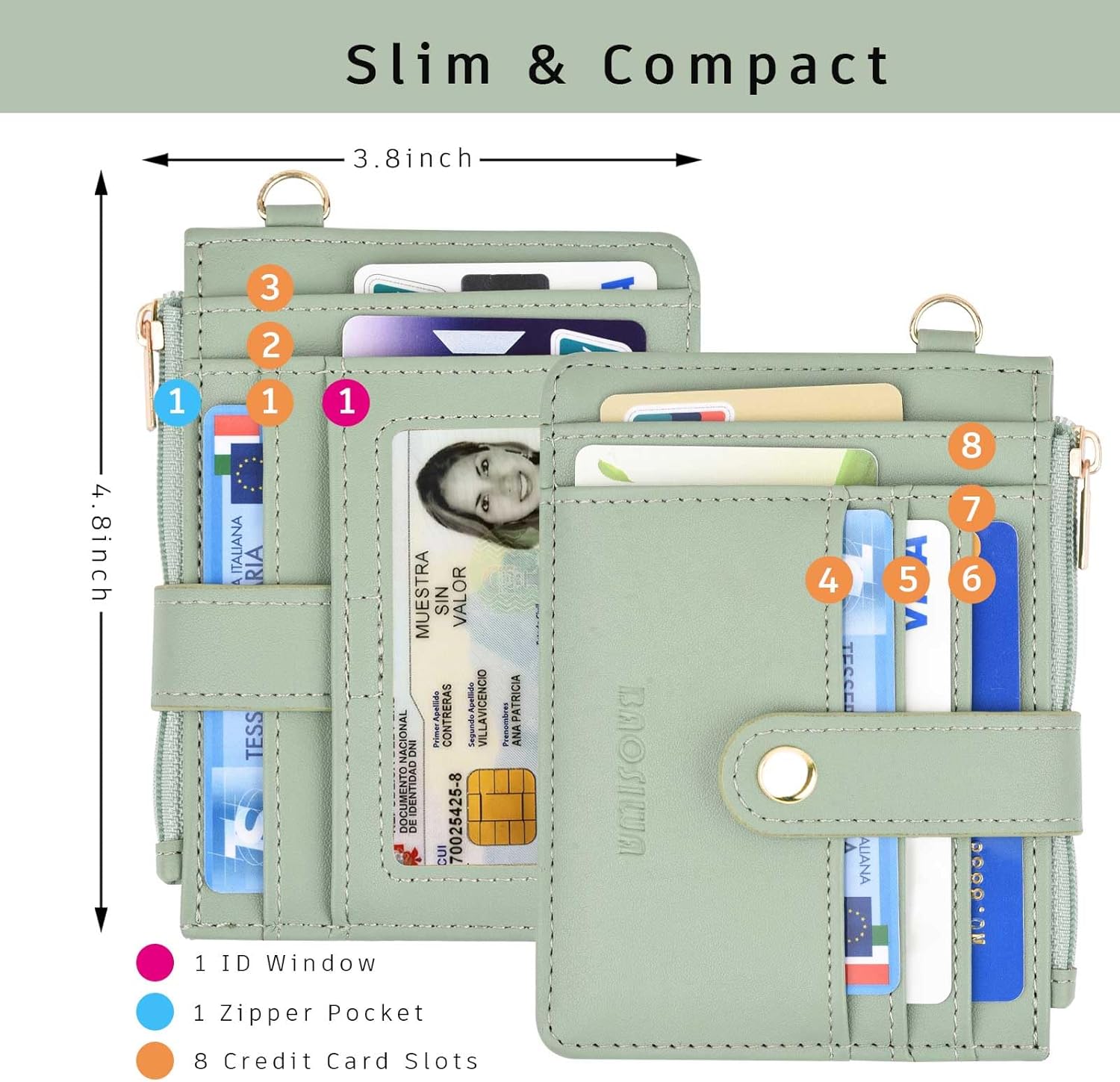 BAOSIWA Silicone Bracelet Keychain Wallet for Women Wristlet Card Holder Slim RFID Wallet with Zipper Pocket - Image 2