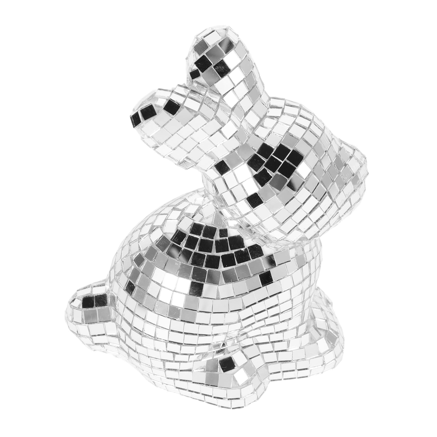 ULTECHNOVO Disco Rabbit Ornament Mirror Ball Animal Fig for Wedding Stage Portable and Easy to Carry