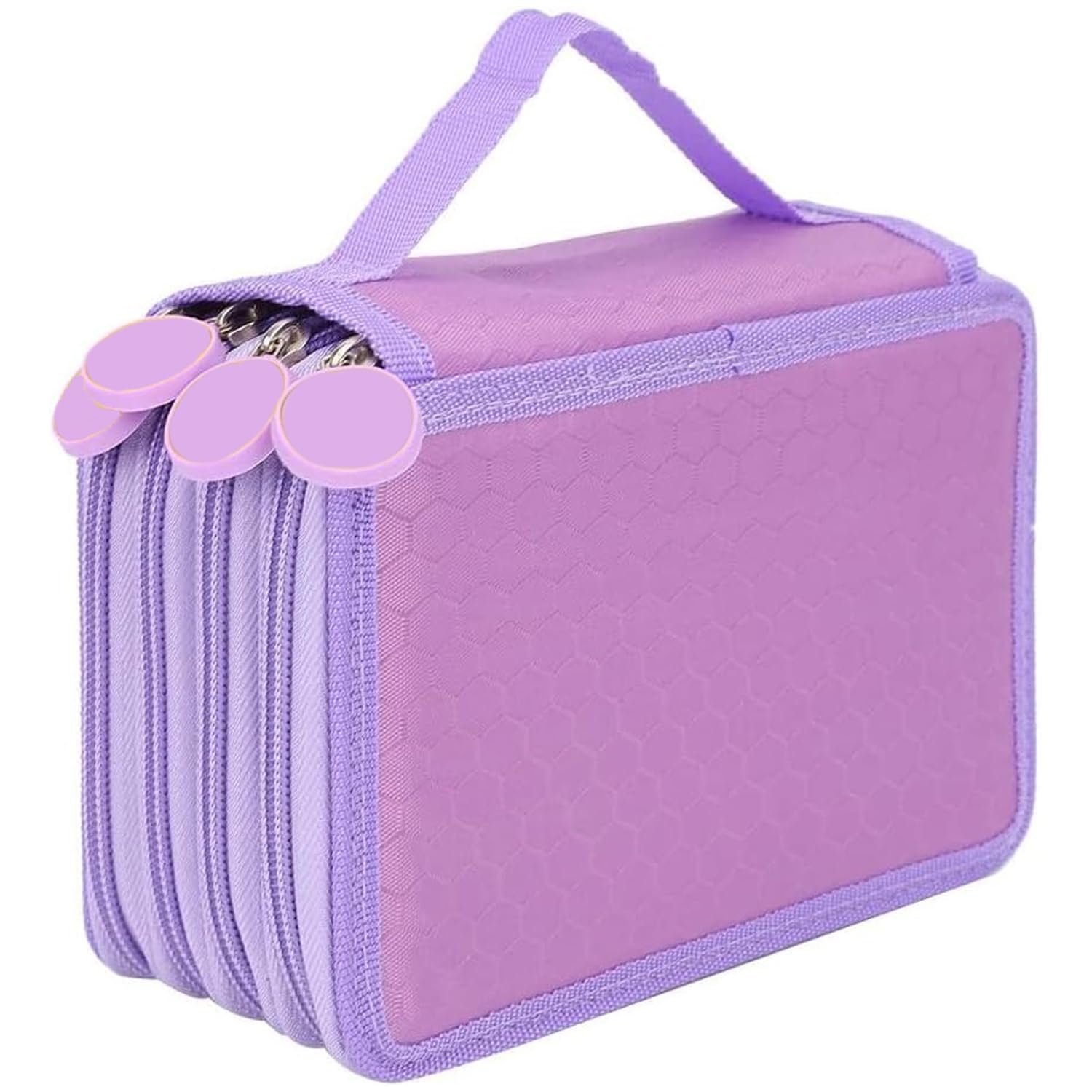 Estuche para Lápices de Gran Capacidad, Bolsa para Lápices de 72 Orificios 4 Capas, Bolsa Organizadora Lápices con Cremallera Dibujos Animados Varios Compartimentos Portátiles Suministros (Púrpura)