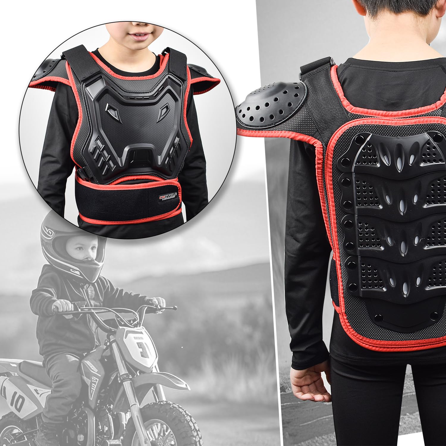 Tuta da motociclista per bambini, con protezione per gomiti, ginocchiere, parastinchi, protezione toracica e colonna vertebrale, attrezzatura da motocross, per sport all'aria aperta