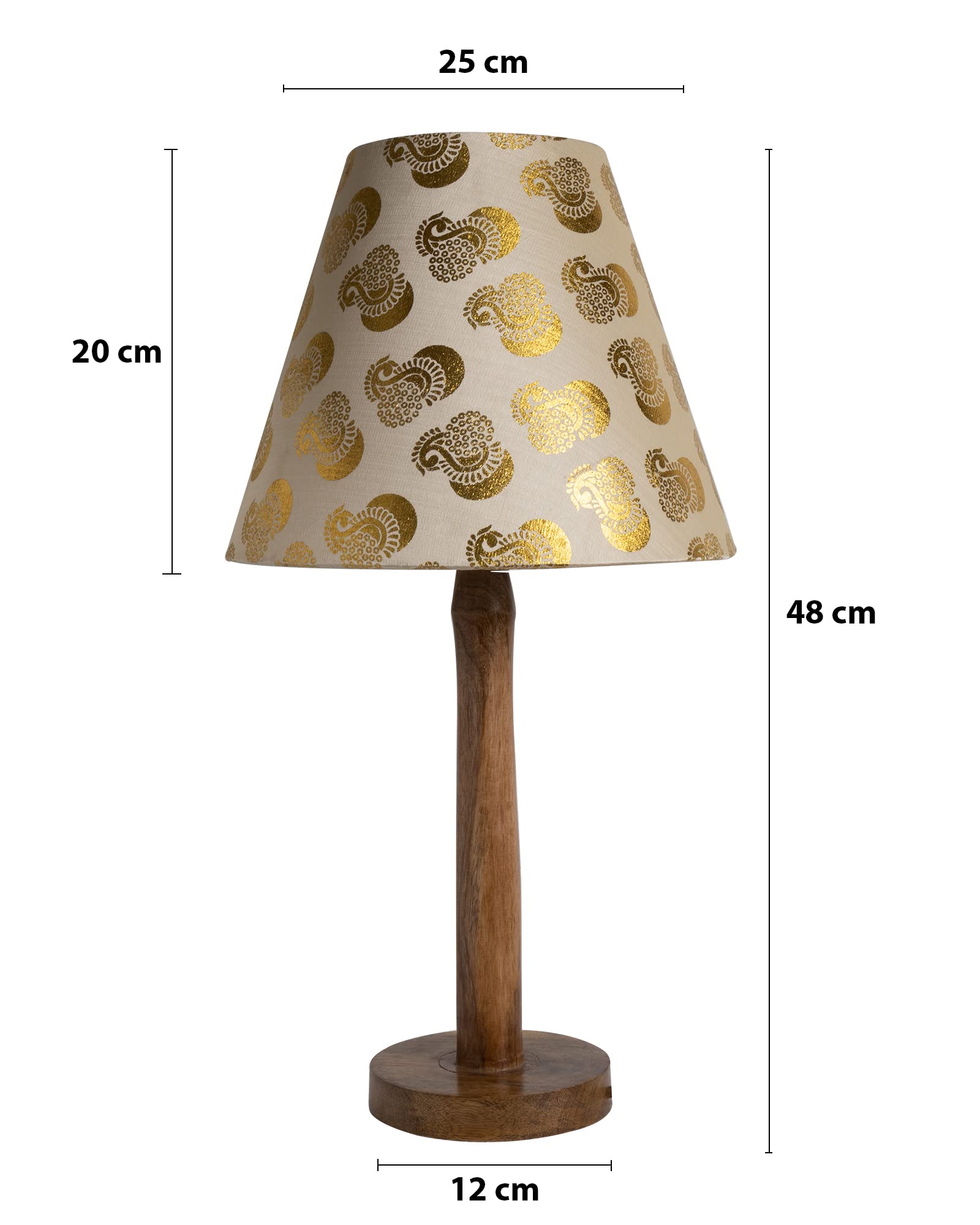 Homesake Modern Stick Table Incandescent Lamp, Wooden Base Modern Fabric Lampshade For Home Office Cafe Restaurant, Nordic (Peacock) - Image 5 thumbnail