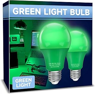 UNILAMP LED Green Light Bulb 9W Equivalent 60W, A19 Green Light Bulbs, E26 Green Colored Light Bulb, Green Light Bulb for Porch, Home Holiday Lighting, Party Decoration, Halloween, Christmas, 2 Pack