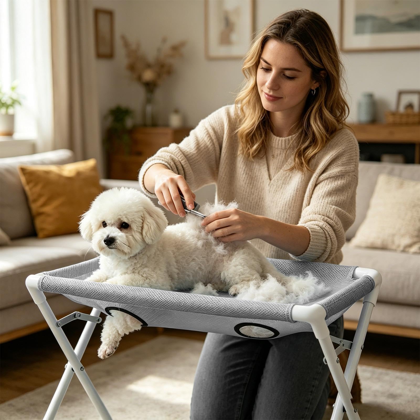 Mesa de Aseo para Perros en Casa A Prueba De Fugas Transpirable 8 Agujeros | Soporte de Aseo Relajante para Mascotas Para Salón De Mascotas En Casa, Baño De Cachorros Y Felinos Corte De